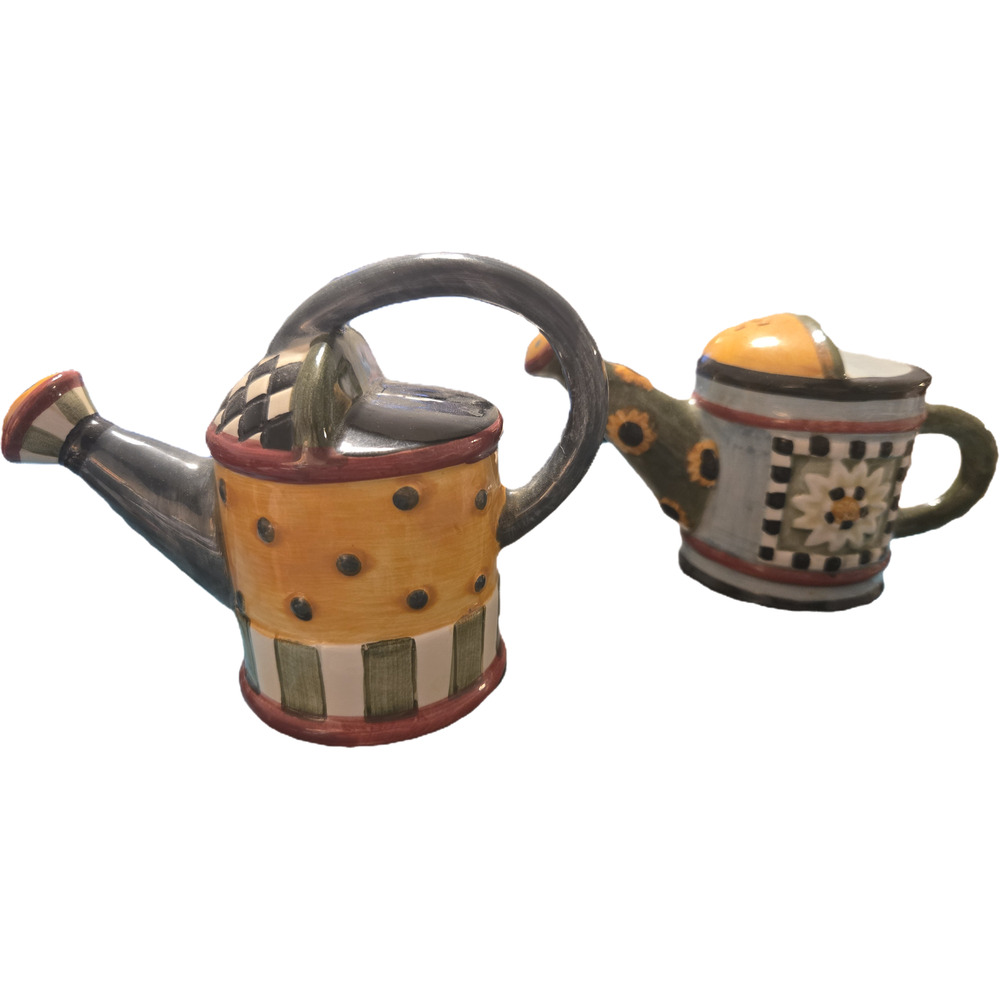 Vintage Sakura Hand-Painted Watering Can Salt & Pepper Shakers